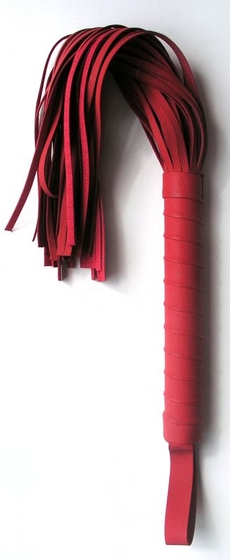 Красная многохвостая плеть с круглой ручкой - 46 см. - фото, цены